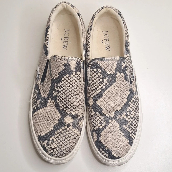 J. Crew factory Road trip snakeskin-embossed slip-on vegan sneakers SZ  7… - Picture 7 of 8